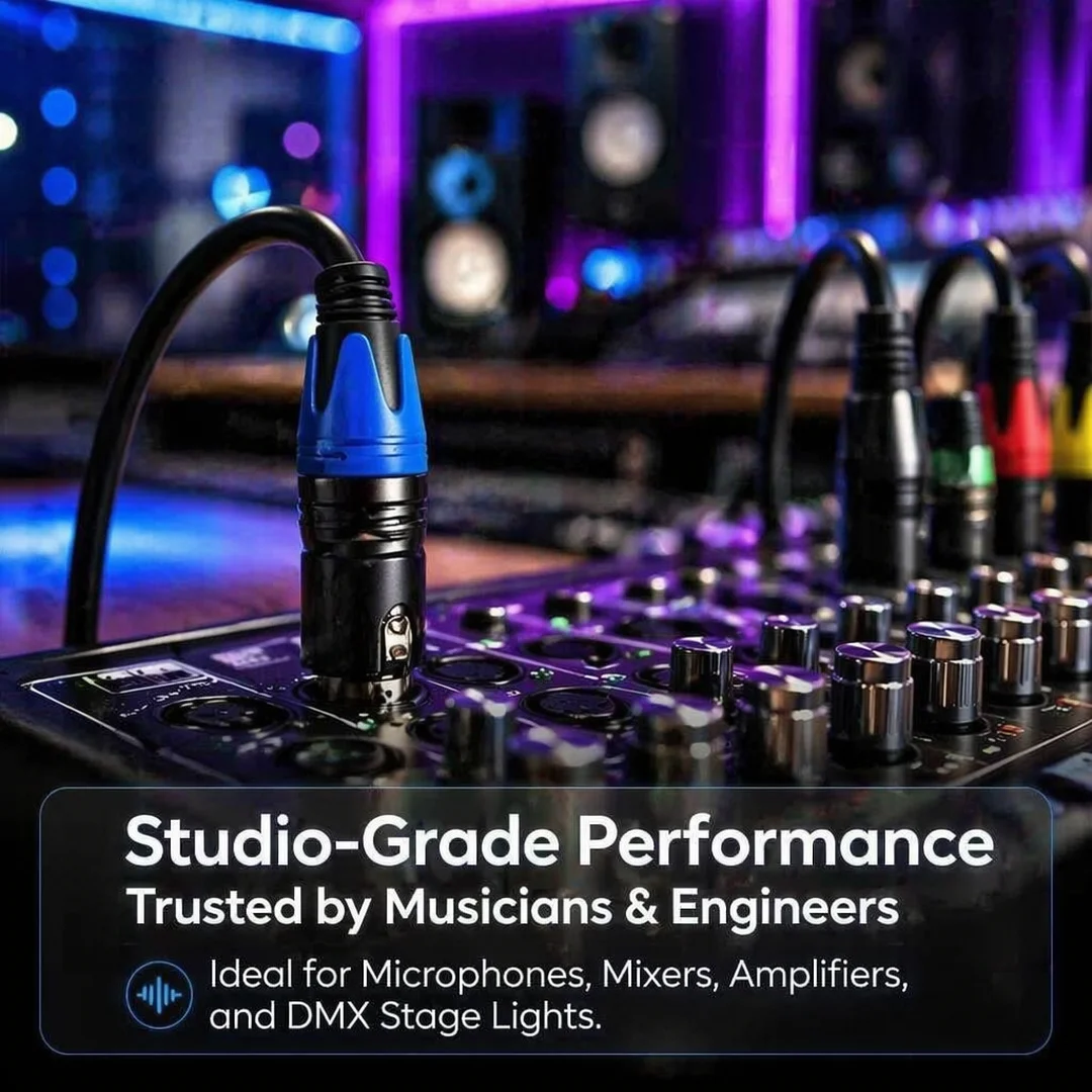 2 Pcs 3-Pin XLR Connector, Gold-Plated Copper Pin Professional Audiophile Balanced XLR Plug, Male & Female Adapter