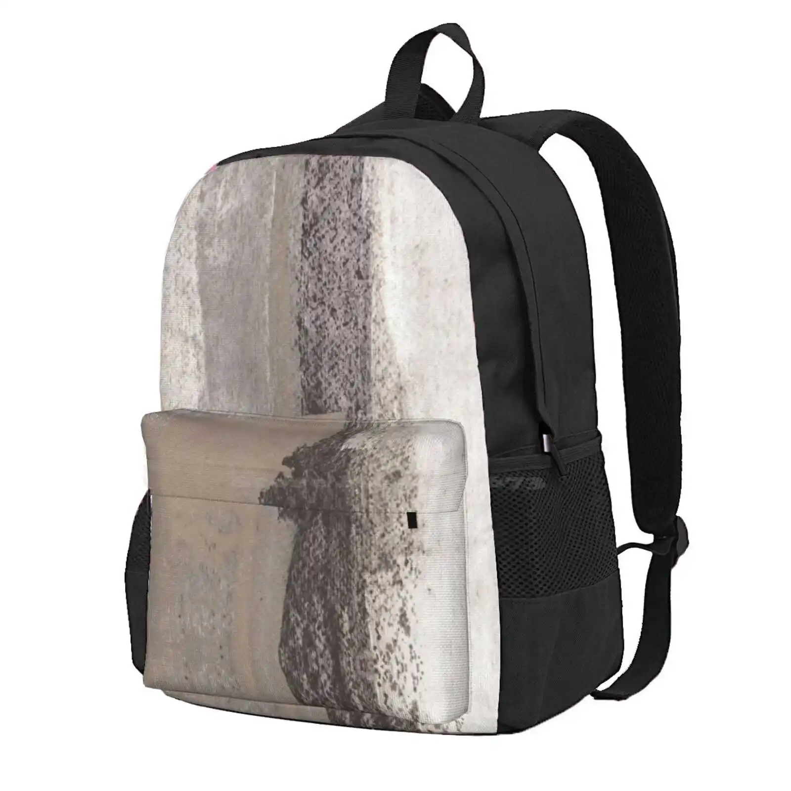 Taupe And Charcoal Grey Modern Abstract Painting Hot Sale Schoolbag Backpack Fashion Bags Taupe Charcoal Grey Gray Beige