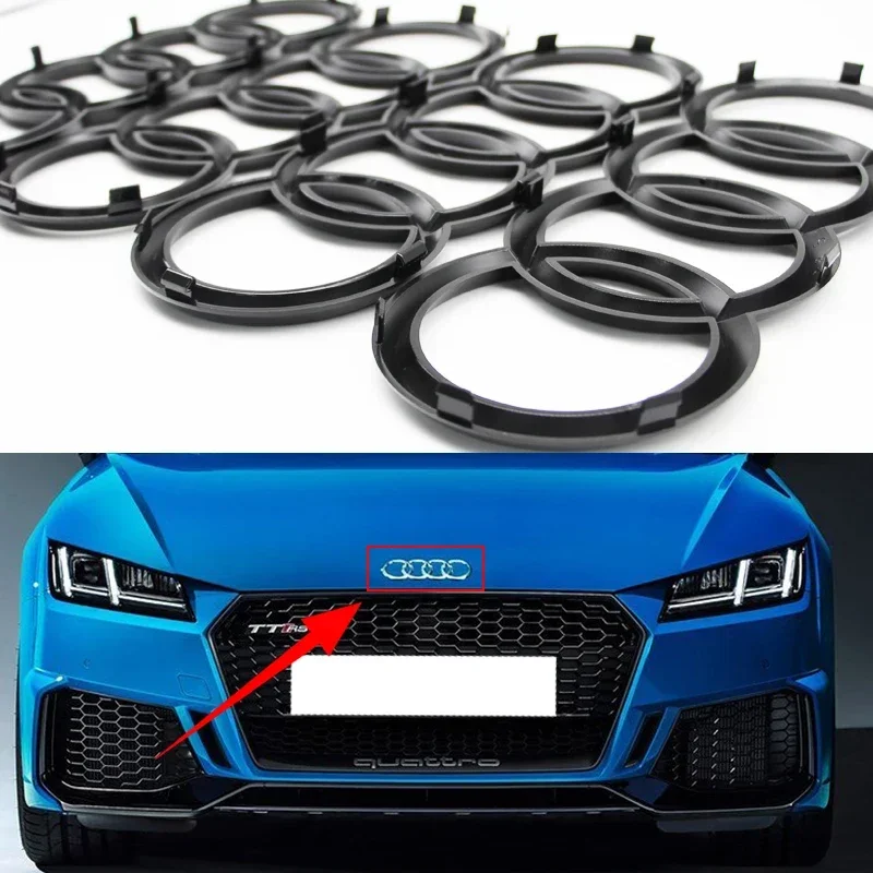 ABS 4 خواتم شعار أودي شعار سيارة الجبهة هود شعار بونيه شارة الخلفي الجذع شارة لأودي A3 A4 A5 A6 A7 A1 Q2 Q3 Q5 Q7 Q8 TT #3