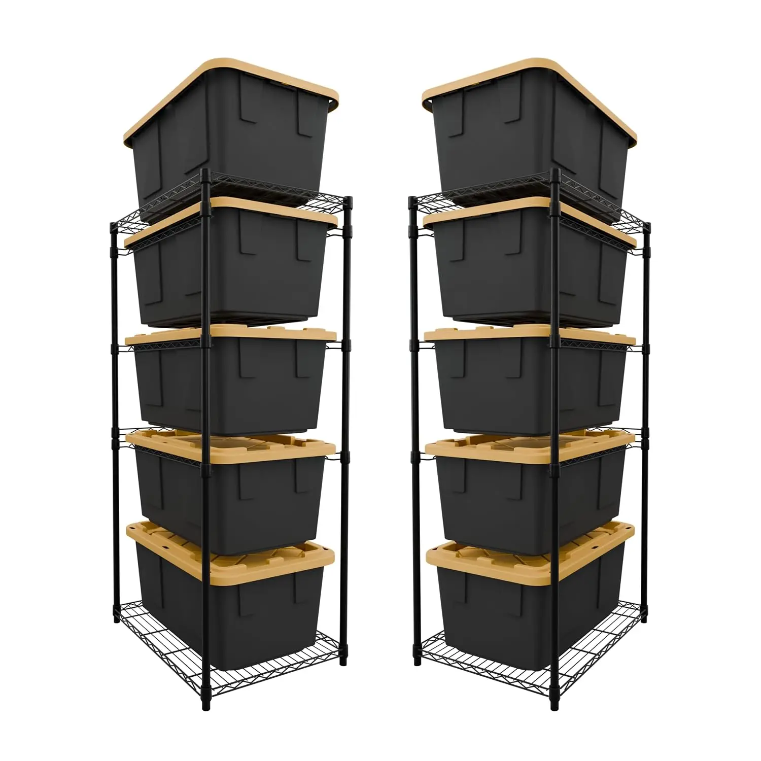 5-Tier Steel Tote Rack for 27 Gallon Bins - Black, 2 Pack