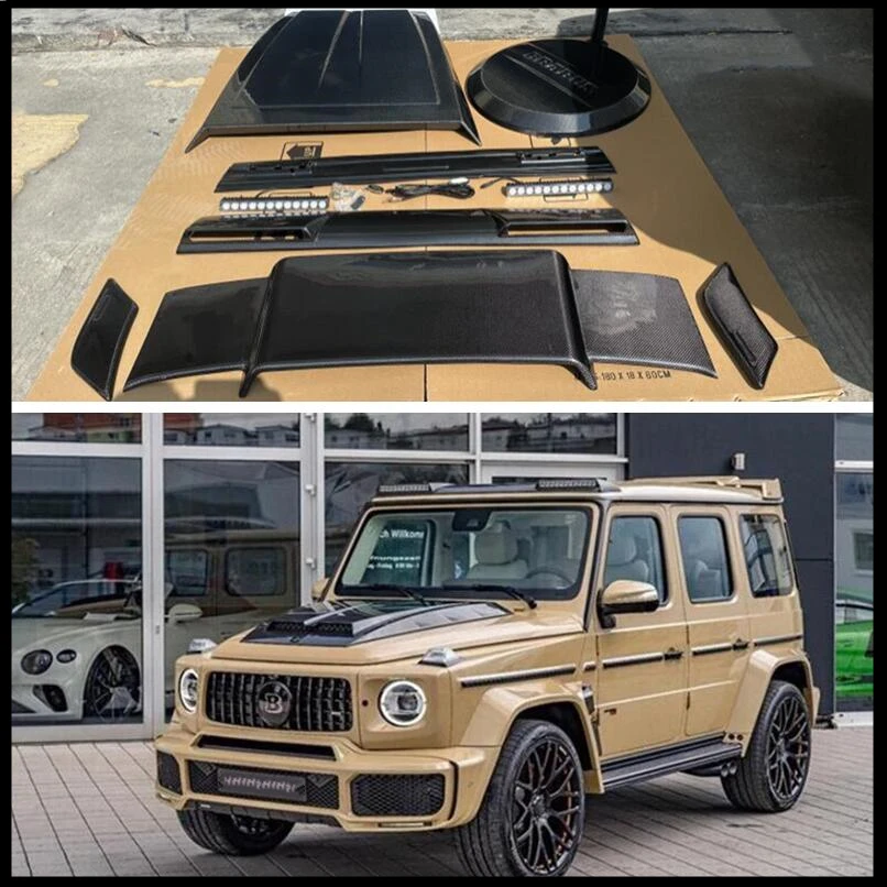 For Mercedes Benz G Class W465 W464 W463 Real Carbon Fiber Engine Hood Bonnet Vent Roof Spoiler Rear Splitter Spare Tire Cover