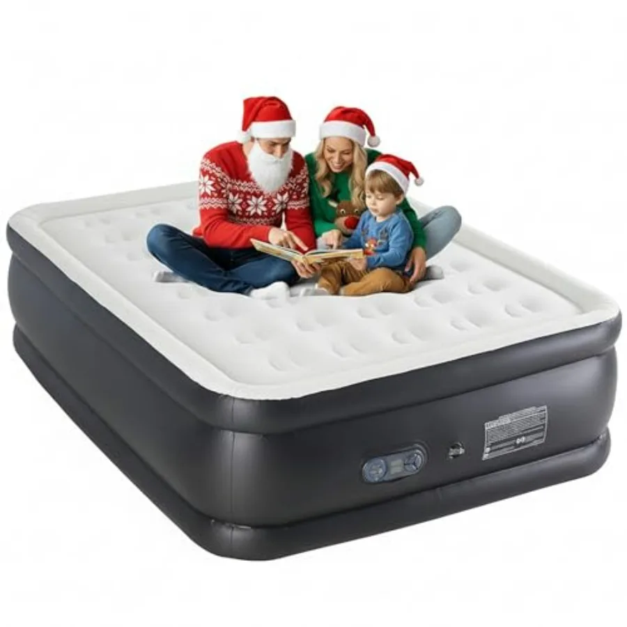 

Camping air mattress with built-in electric pump, PVC material, gray color, 22-inch height and waterproof for home guests, trav