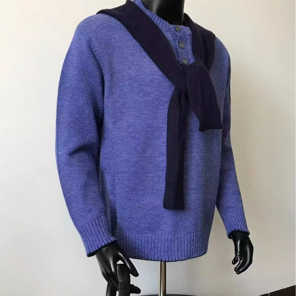 

Корейский вязаный свитер оверсайз с эффектом двухслойности и цветовыми блоками для женщин, зимний, повседневный, с длинными рукавами