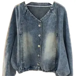Large Retro Short Versatile Denim Jacket For Women's 2026 Spring Autumn New Fashion Jeans Jacket Casual Outerwear Tops Female