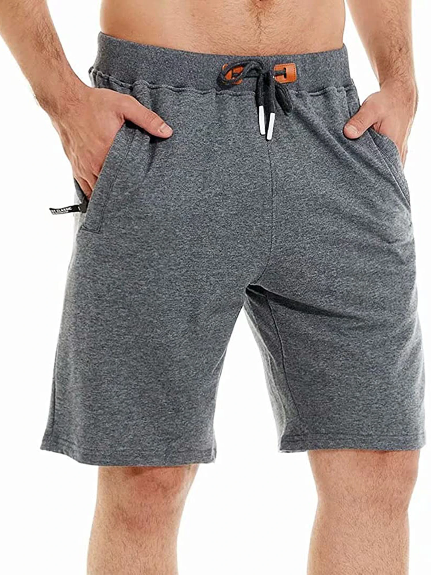 Drawstring Men's Cotton Shorts, Cozy Fit Slim Elastic Sports Shorts Man Casual Running Trendy Sweatpants Male Clothing