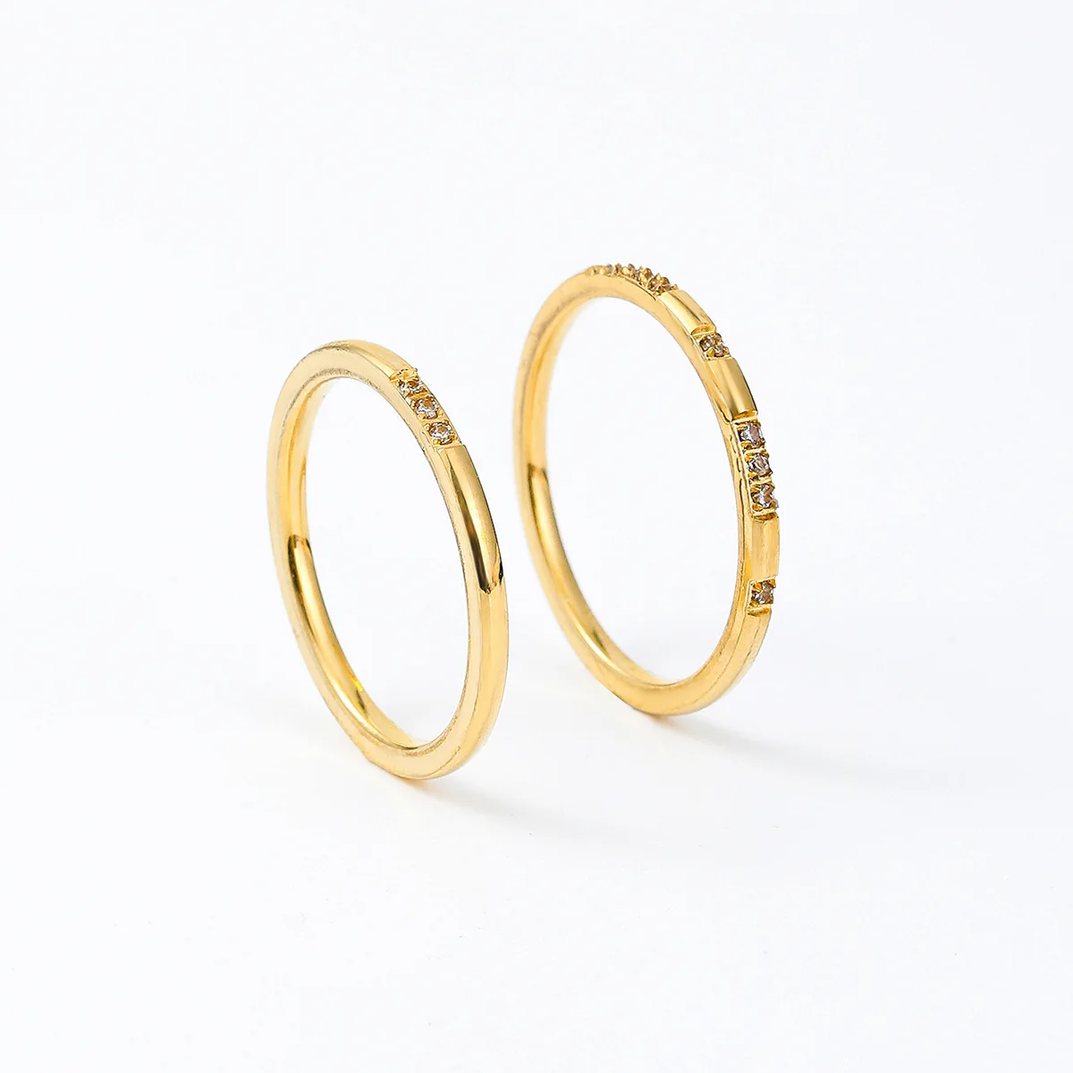 Stainless Steel Dainty Thin Rings for Women 1/3/9 Pcs Zircon Stone Gold Color Finger Accessories Gift Jewelry Wholesale KBR135 image 5