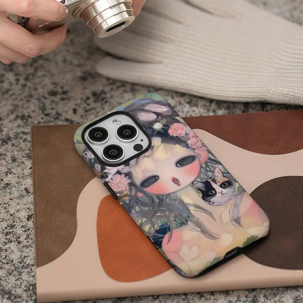 حافظة هاتف A-Aya Takano Art لهاتف آيفون 17 16 15 14 13 12 Pro Max Plus لامعة عالية الدقة بطبقة مزدوجة غلاف صلب سائل