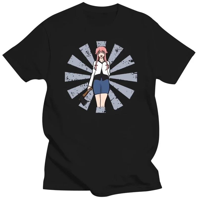 Yuno Gasai Retro Japanese Future Diary T Shirt Men Cotton Tshirt Stylish Tee Tops Short Sleeve Japan Manga Mirai Nikki T-shirt