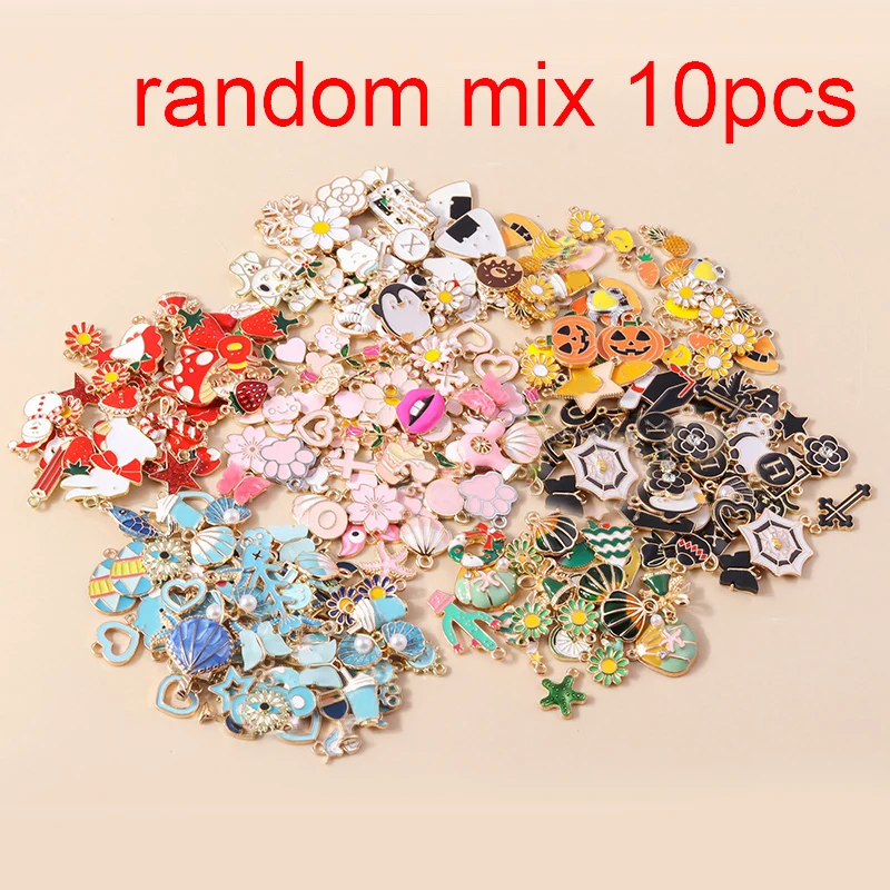 Leslie Mixed 10 Stück niedliche Anhänger, Emaille-Tier- und Blumen-Charms für DIY-Schmuck, handgefertigte Armbänder, Ohrringe, Halsketten, Großhandel – Detail 5