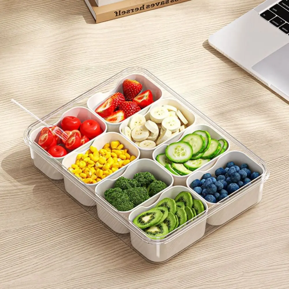 

8 Compartments Food Storage Box Multifunctional Portable Seasoning Storage Box with Handle Square Spice Organizer Nuts Storage