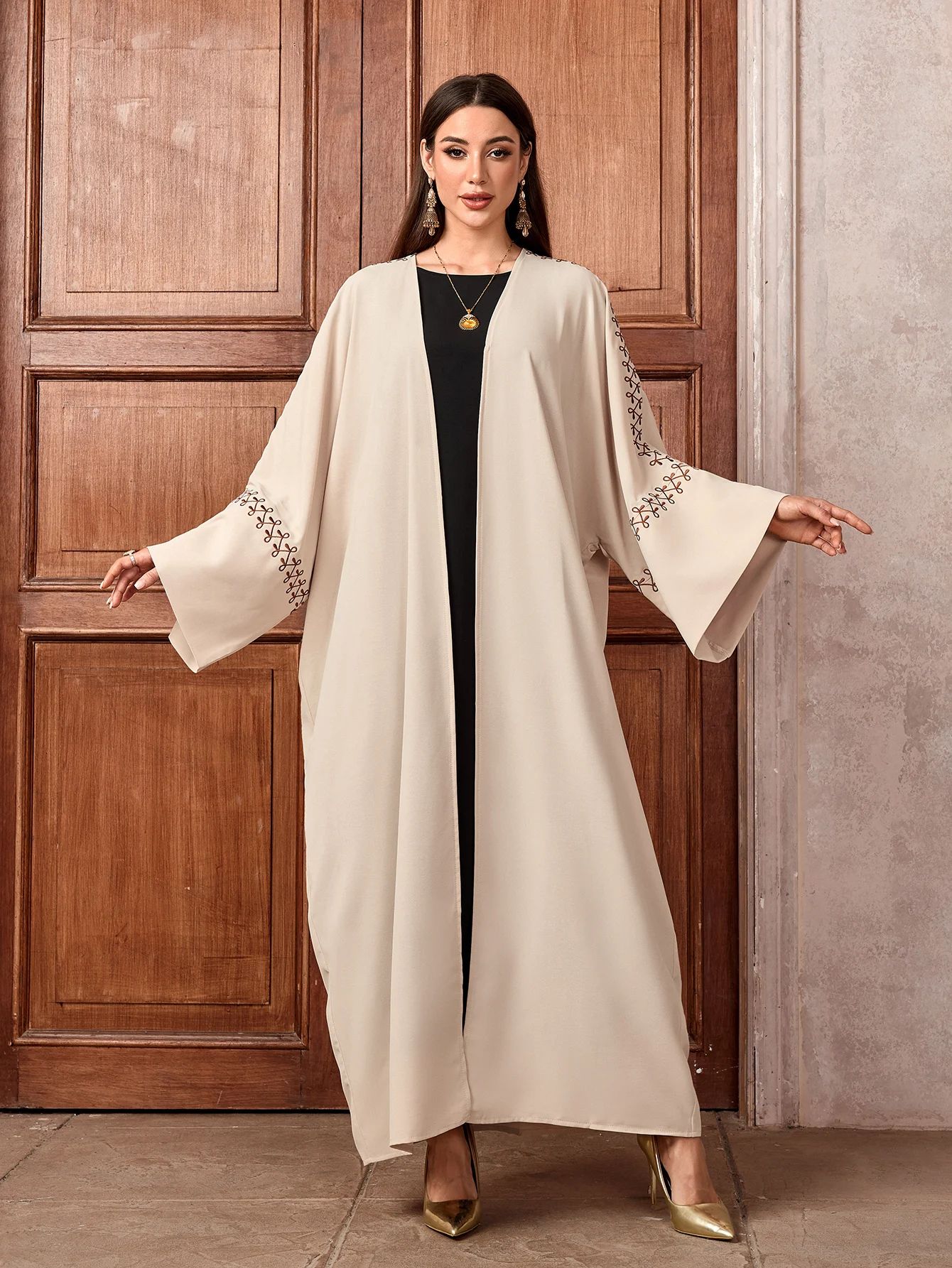 Muzułmańska Abaja elegancki bliski wschód islamski haftowany sweter dla kobiet Eid arabski szyfonowy hidżab turcja skromna sukienka dubaj szata