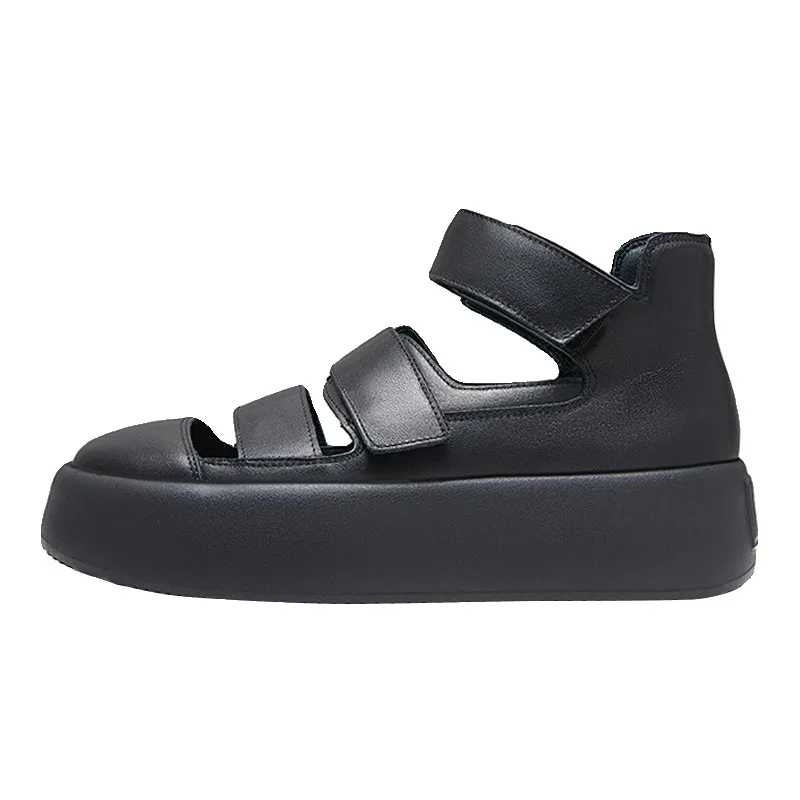 Summer Platform Sole Roman Sandals Men's Shoes Genuine Leather Breathable Thick Soled Casual High Top Hollow Out Sandals Male