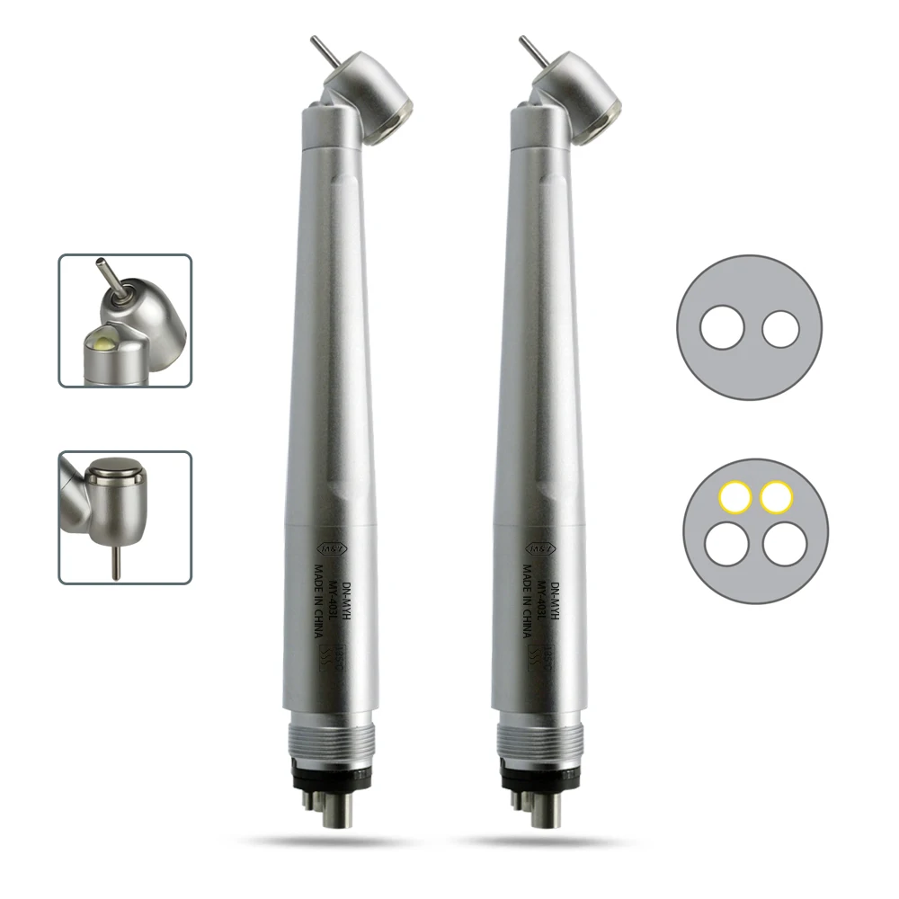 de ntal Led Light High Speed Handpiece Standard Head T3 Racer Single Water SprayAir Turbine 45 Degree 2/4Holes Dentists Tools