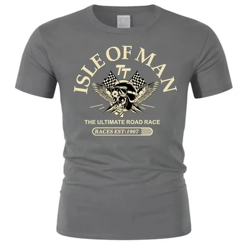 2026 Men Cotton Tshirt Isle of Man TT Races The Ultimate Road Race EST1907 Skull Helmet T-Shirt Fashion T-shirt Ins Y2k
