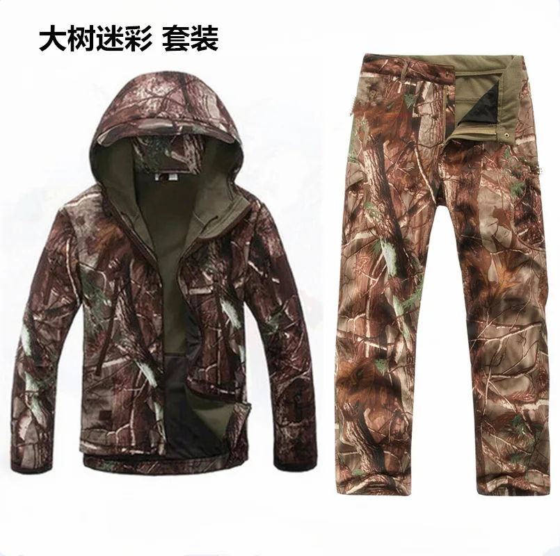 

Tactical Shark Skin Softshell Camouflage Jacket Set Men Fleece Windproof Waterproof Warm Hunting Clothes Set Military Jacket