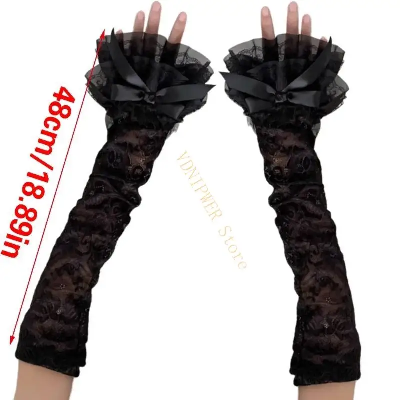 Găng tay áo cô dâu Punk Găng tay cổ tay cho trang phục Tiệc Mùa đông Bộ ấm hơn cho cô dâu Nhiếp ảnh D08E