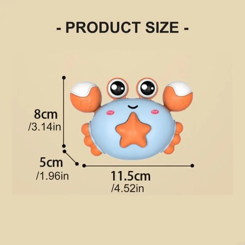 Kindercartoonkrabben duwen en gaan auto -speelgoedpers LED -pull -back voertuigspeelgoed voor peuter hand en oogcoördinatie