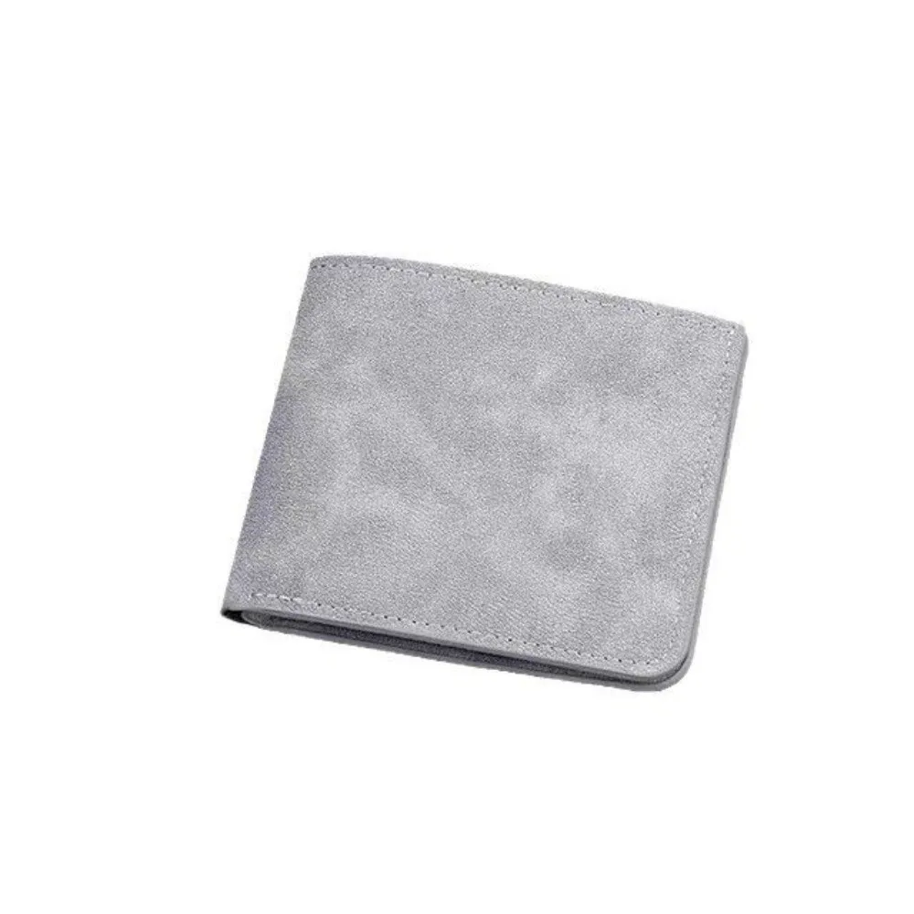New Folding Men's Leather Wallet Solid Color Simple Short Wallet Thin Matte Credit Card Holder Men's Accessories