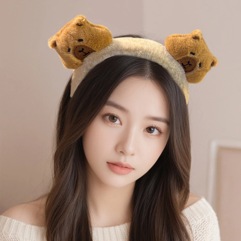 Capybara Plush Hair Bands Cartoon Anime Doll Hair Hoop Wash Face Capybara Headband Cute Capybara Headwear Girl Christmas Gifts