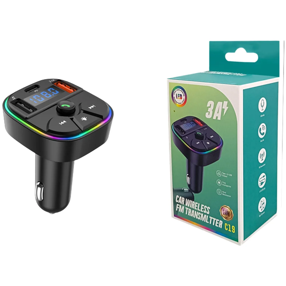 Car for fm Transmitter with USB-A USB-C Dual Charging Ports 5V3A Output 5.3 for Hands-Free Calling and Audio Streaming