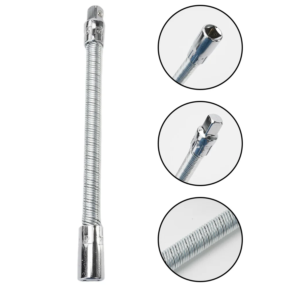 Flexible Extension Rod Adapter for 1/4 3/8 1/2 Inch Drive Ratchet Wrenches Supporting Tight Radius Bending Capability