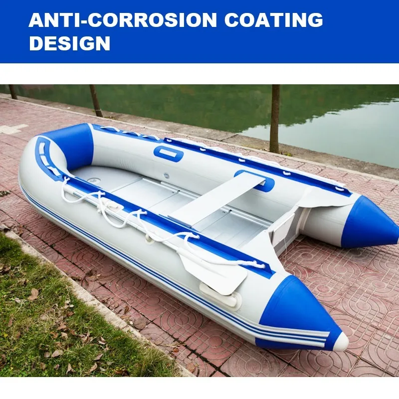 10FT 2-3Person Inflatable Boat with Aluminum Oars, PVC Portable Inflatable Raft Boat,Inflatable Sport Tender Dinghy Boat