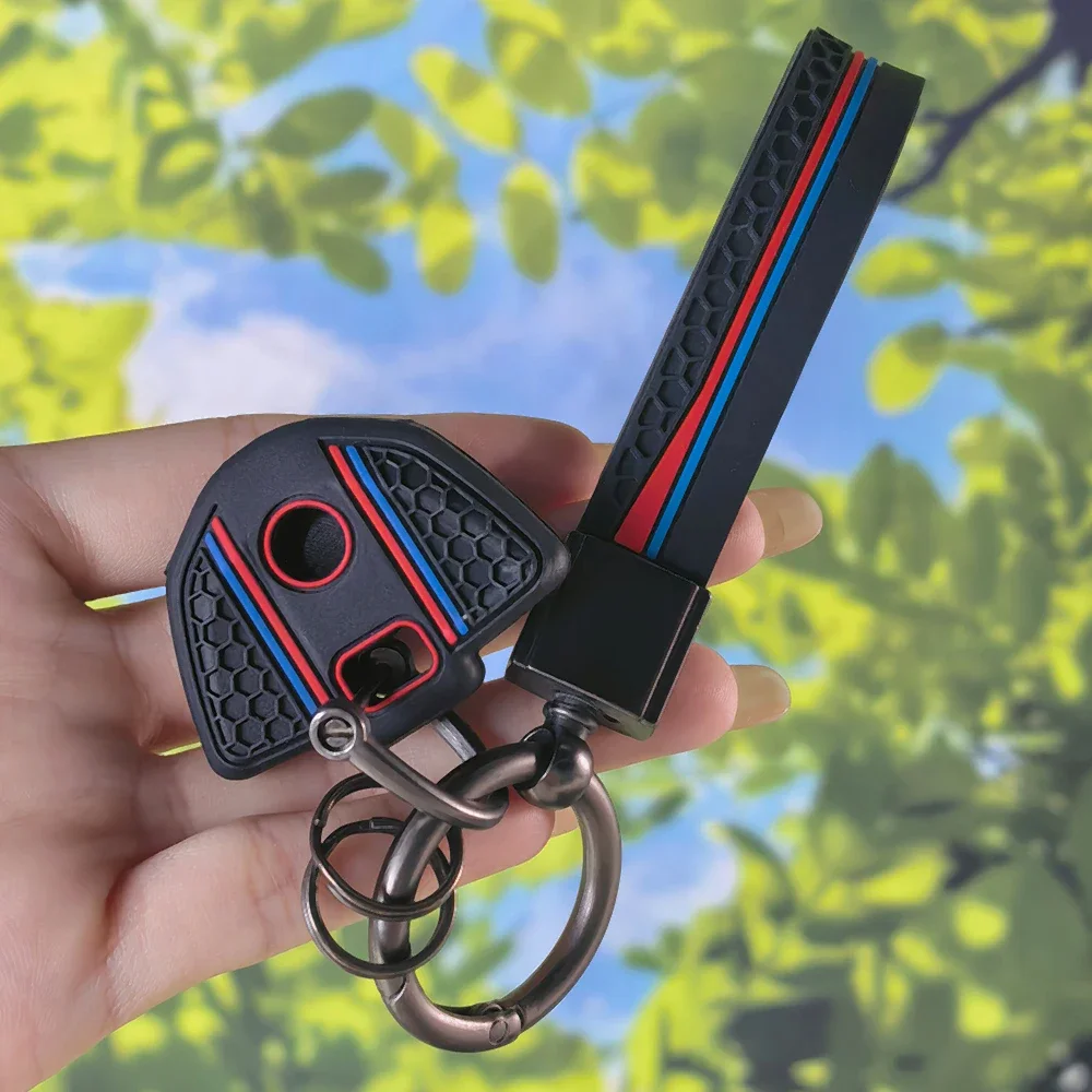 Textured Grippy Silicone Motorbike Key Case With Keychain For BMW S1000R S1000RR S1000XR Remote Key Protection Shell