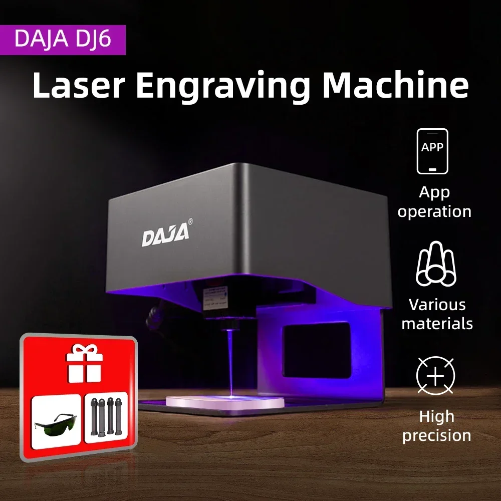 DAJA-Máquina de Gravação a Laser, Gravador a Laser, Rápido Mini Logotipo, Mark Impressora, Cortador, Carpintaria, Madeira, Plástico, DIY, DJ6, 3000mw