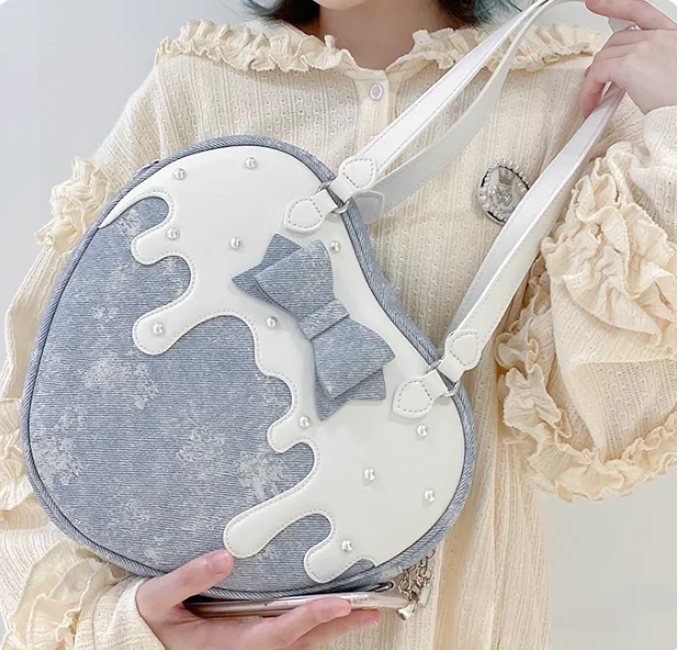 

Японский оригинальный дизайн, клубничная сумка Love Pain, женская мягкая сумка-мессенджер в стиле Лолиты с бантом Мака, красивая девушка, сумки через плечо