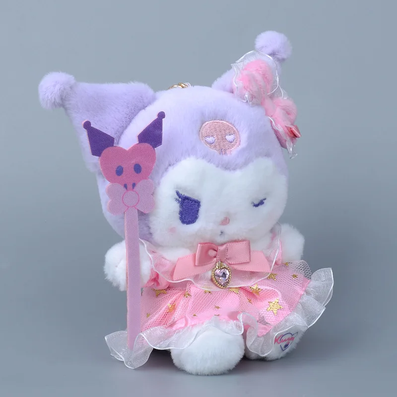 Sanrio Plush Chaveiros para Meninas, Kuromi Rosa, Pingente Adorável, Desenhos Animados Bonitos, Chaveiros Recheados, Saco, Bakcpack, Carros, Presente de Natal