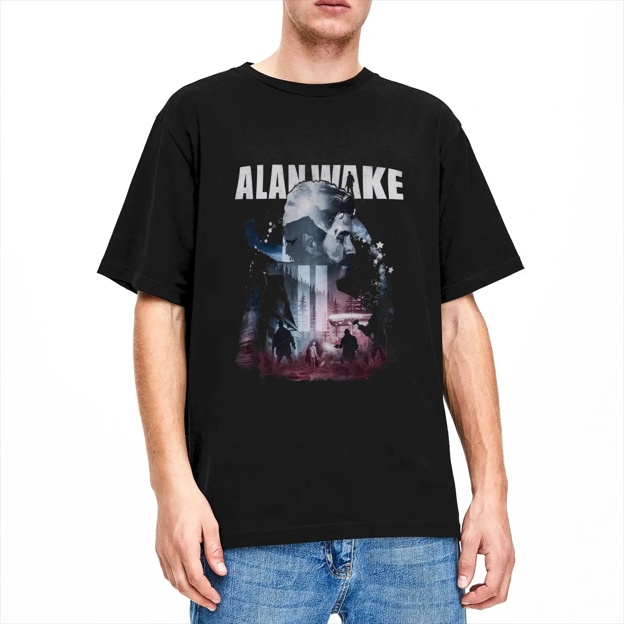 Harajuku T-Shirt Beach Alan Wake Fashion T-Shirts  Cotton Tee Shirt for Man Awesome Short Sleeve Top Tees