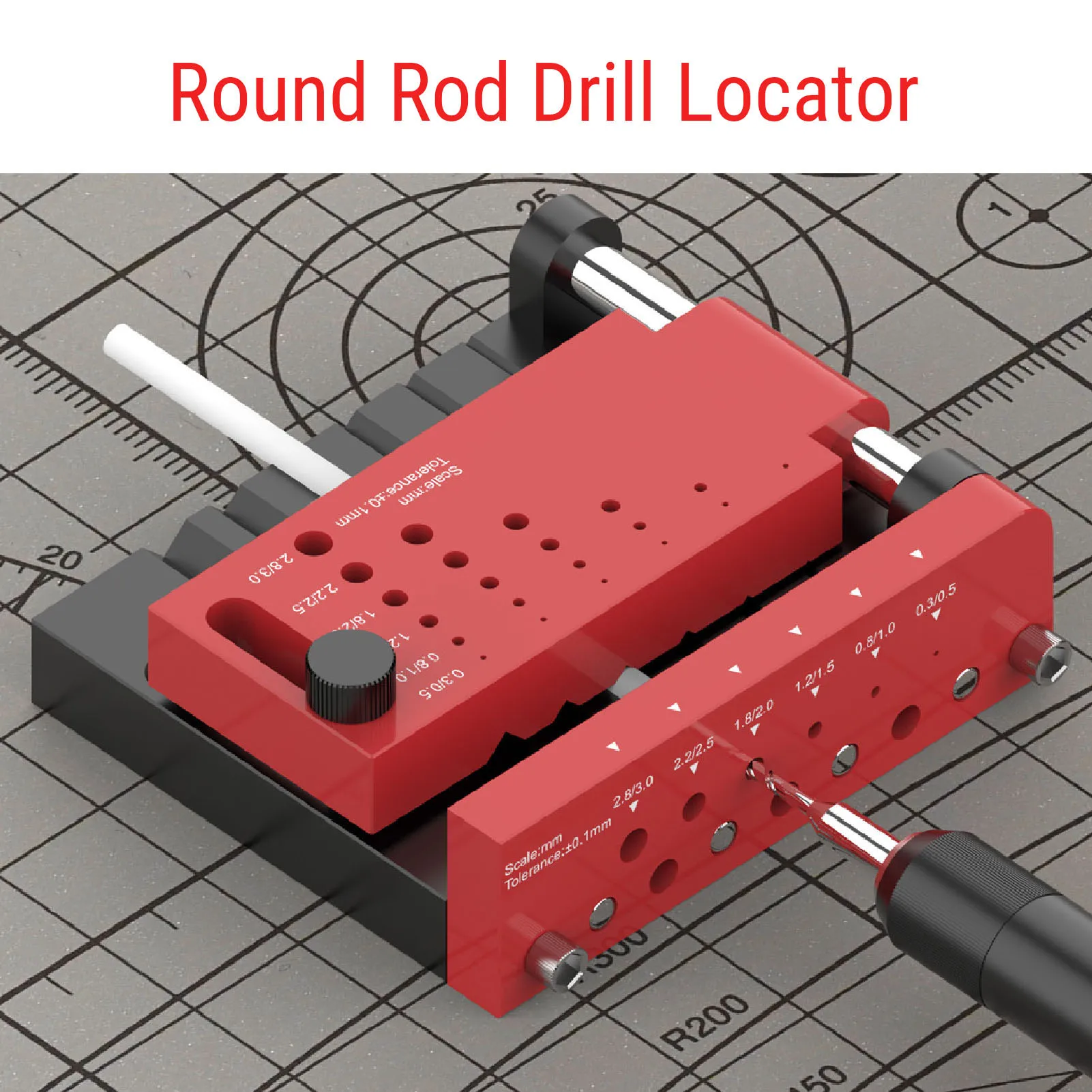 Round Rod Center Drill Locator Borehole Positioner Horizontal Punch Guide Fixture for Model Building Wood Crafting