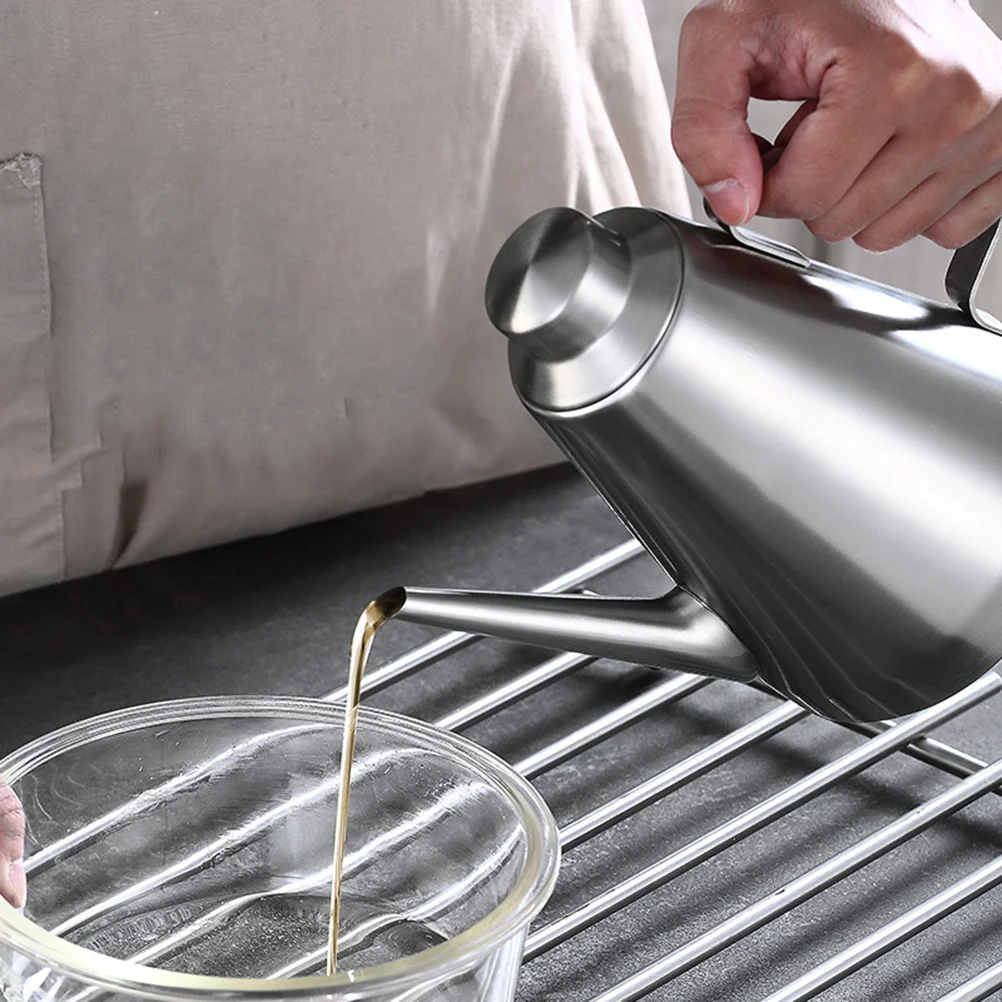 

Stainless Steel Oil Dispenser Small Size 500ml Dust-Proof Vinegar Sauce Container Kitchen Use Leak-Proof Oil Pourer Bottle