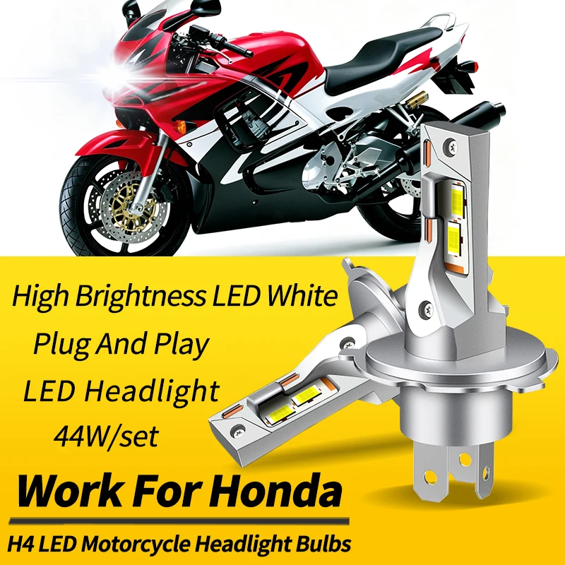 1PC/2PCS H4 HB2 Motorcycle LED Headlights Bulbs High Low Beam Canbus For Honda CBR600 F3 1995-1998 White 6000K Moto Accessories