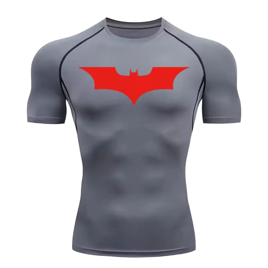 Men's printed compression jacket short sleeved quick drying scratch resistant sports shirt fitness running T-shirt sports tight