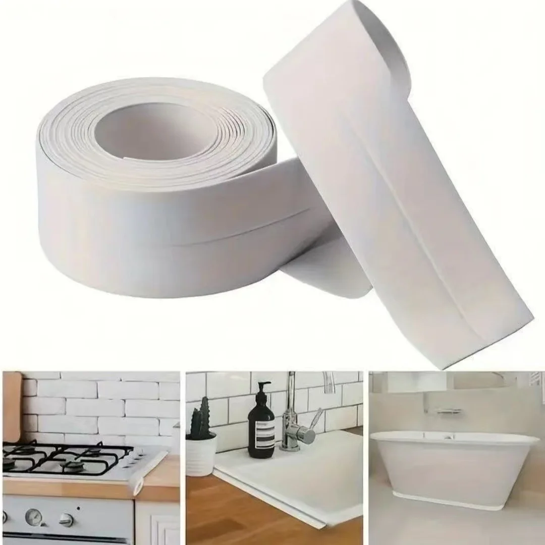PVC anti mold tape, waterproof self-adhesive, fast and easy, strong adhesion, floor and wall edge protector (1.49 inch x 10.4ft)