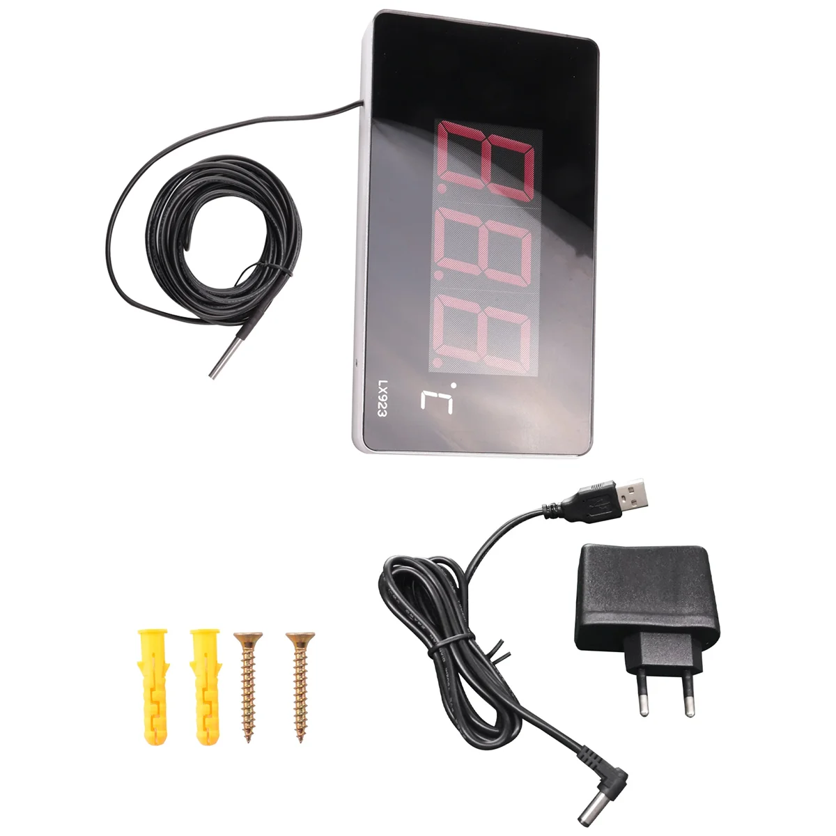 Pool thermometer mit LED-Anzeige und wasserdichtem Sonden thermometer für Wasser fisch becken Außentemperatur messer EU-Stecker