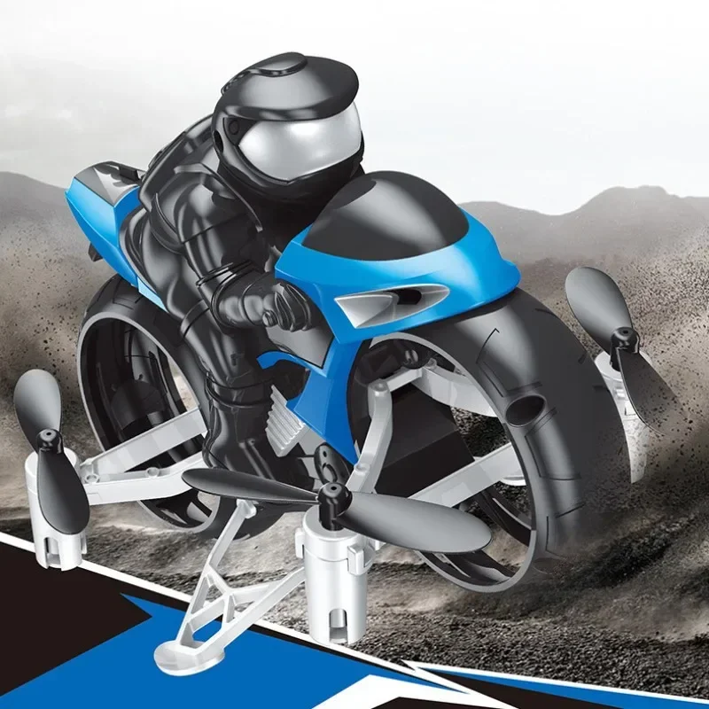 Stunt motorfiets 2 in 1 land lucht 2,4 GHz vliegende off-road motorfiets drone met 360 rotatie drift headless model motor speelgoed