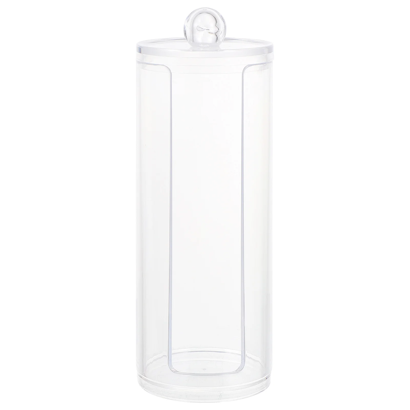 Hair Ties Storage Box Transparent Cylindrical Design Dustproof Lid For Makeup Cotton Organizer Pad Container