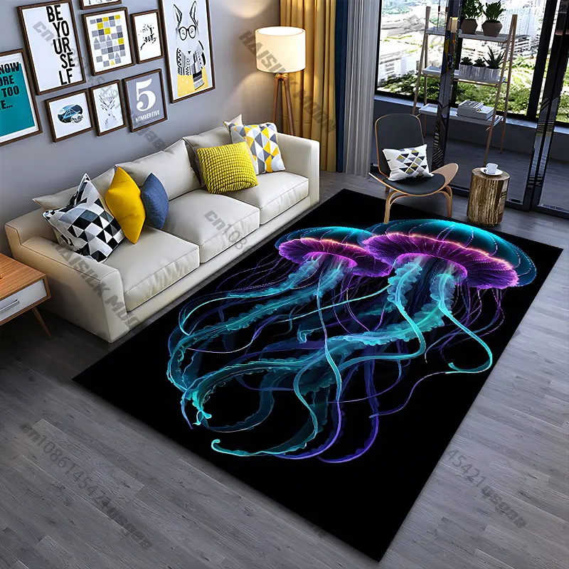 Glowing jellyfish underwater beauty carpet Yoga living room room decor children's crawling mat doormat area rug games mat