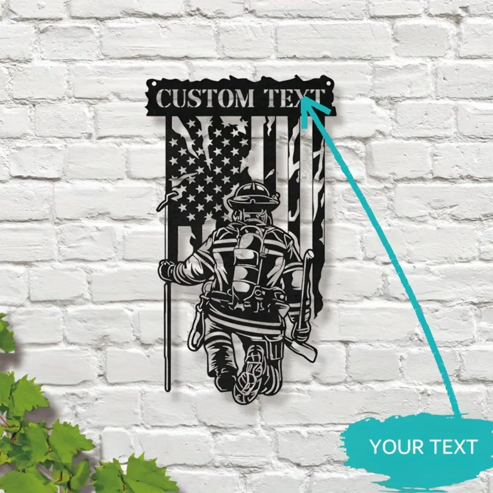 Personalized Custom US Firefighter Metal Sign Durable, Wall Mountable, Perfect for Firefighter Tributes Distinctive Contemporary