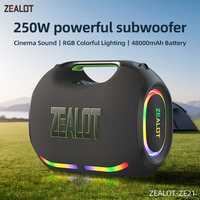 ZEALOT-ZE21 250W Portable Bluetooth Speaker High Volume Waterproof 48000mAh Wireless TWS Subwoofer Suporrt USB/TF/AUX RGB light