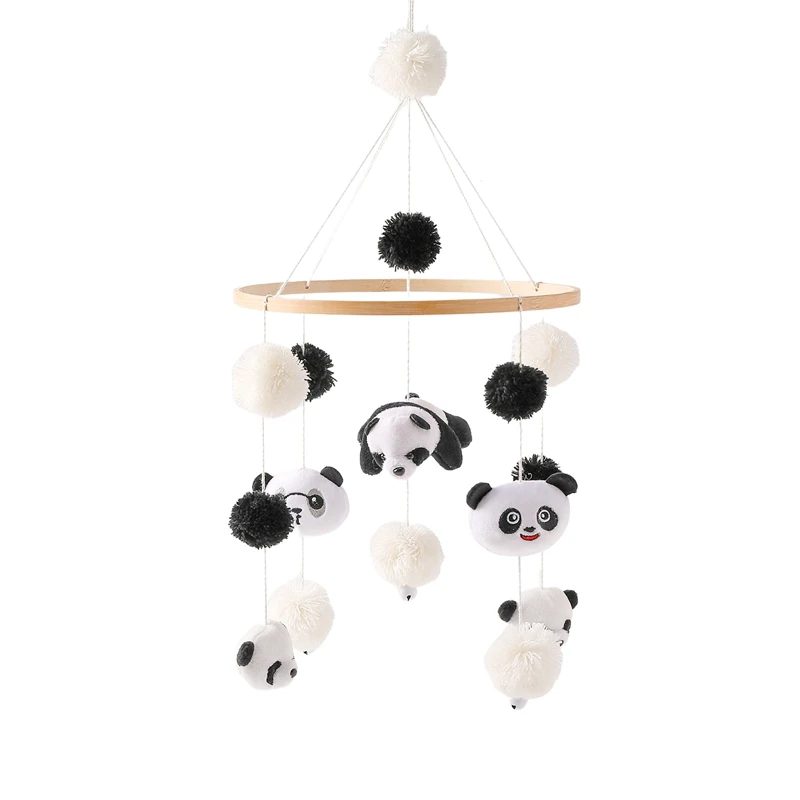 Sonajero de juguete para bebé de 0 a 12 meses, móvil de madera, Panda, oso marrón, caja de música para recién nacido, campana para cama, juguetes colgantes, soporte para brazo ﻿ Regalos para niños