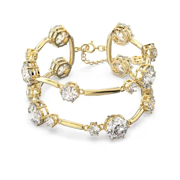 

Gold-Tone Statement Crystal Double-Link Bracelet