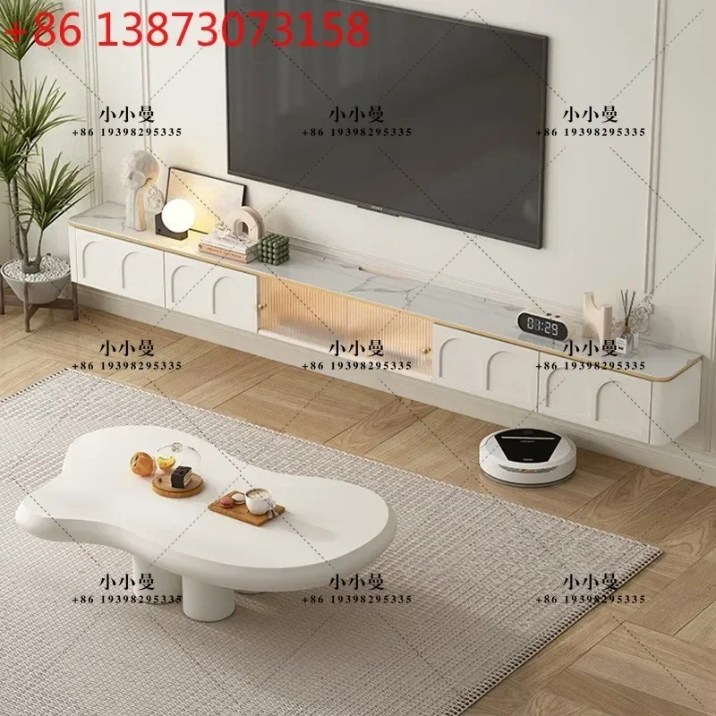 Light luxury suspended sintered stone panel minimalist modern living room and home hanging bedroom TV cabinet