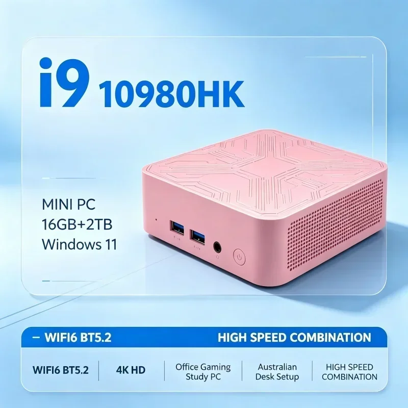 Intel I9‑10980HK Compact Mini PC Windows11 Mini Host 16GB RAM 1TB/2TB SSD WiFi6 BT5.2 4K Display For Home Office Daily Work
