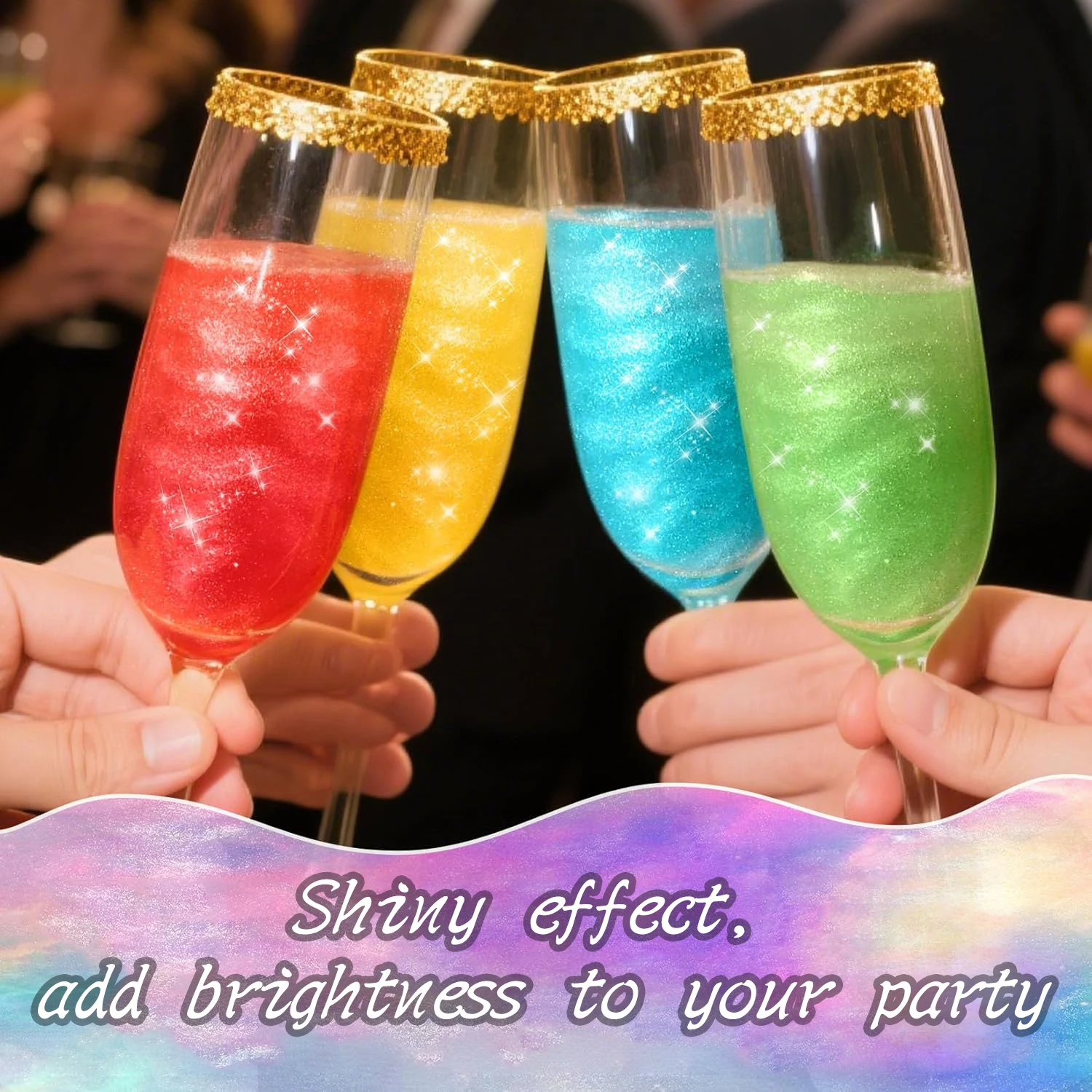 Glitzerpulver, Glitzer für Getränke, Zubehör zum Dekorieren von Keksen, Cocktails, Kuchendekoration, Backen, Schokoladen, Süßigkeiten-Geburtstagstoppers – Detail 1