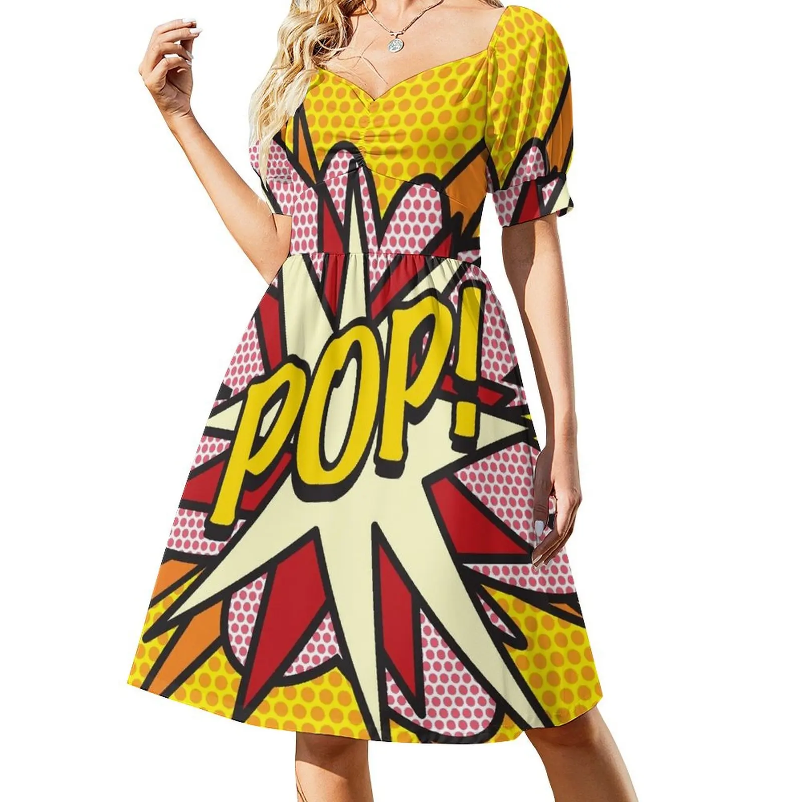 

POP Comic Book Pop Art Cool Retro Trendy Short Sleeved Dress Dress vintage evening dresses women summer woman dress 2025