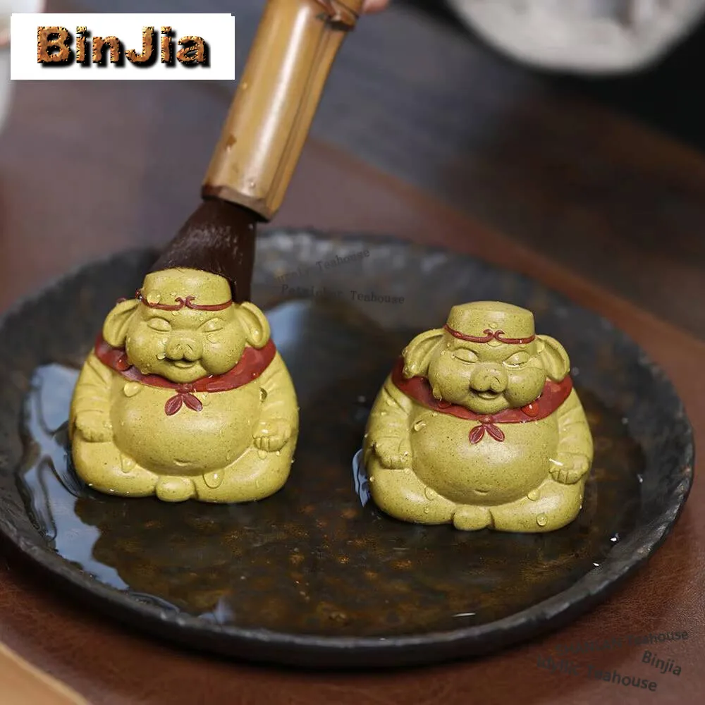 

Yixing Purple Sand Tianpeng Bajie Tea Pet Handmade Lucky pig Tea Pet Aesthetic Tea Figurine Chinese Tea Teaware Accessories Gift