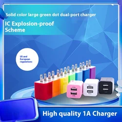 Direct Charging Mobile Phone US Standard Charger Usb Charging Head Dual Port 1A Color US Standard Plug USB Charger